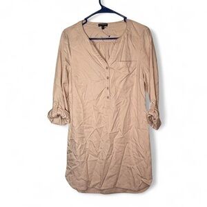 Express tan Roll-Up Sleeve Tunic